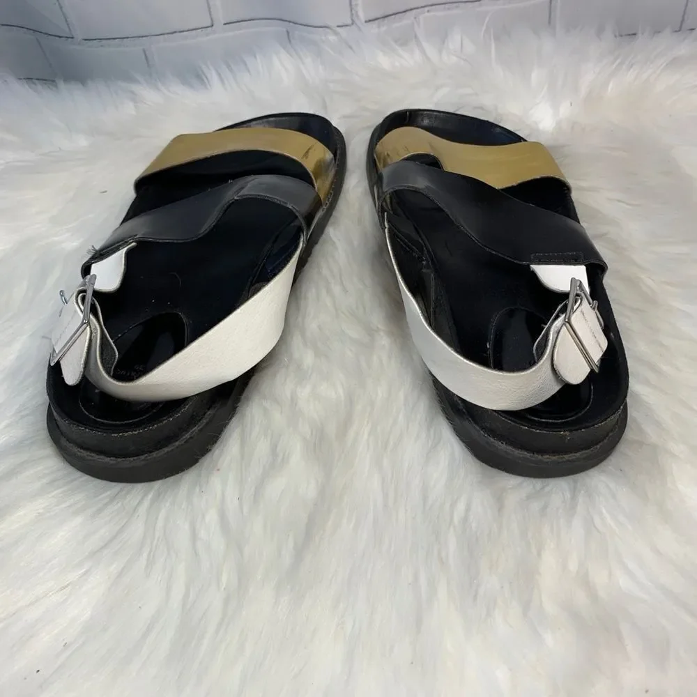 Zara Trafaluc Black/Wht/Gold Strap‎ Sandal … - Picture 3 of 7